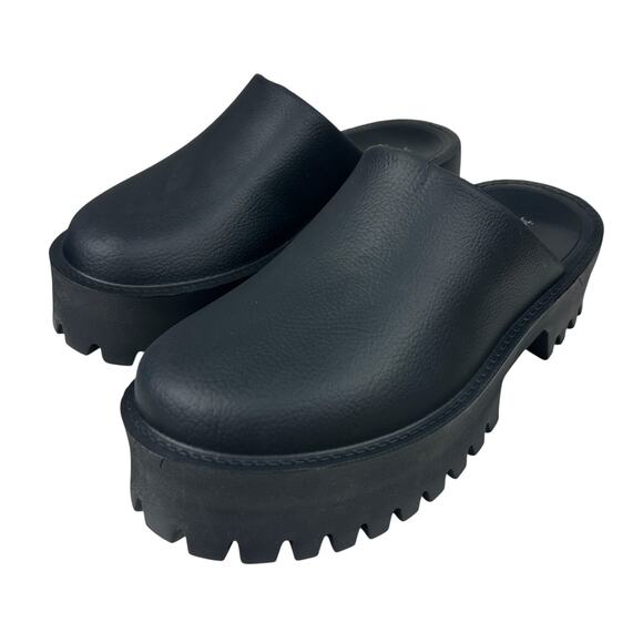 Free People X Jeffrey Campbell Bae Platform Black Rubber Lugged Sole Mules 9 - Picture 3 of 6